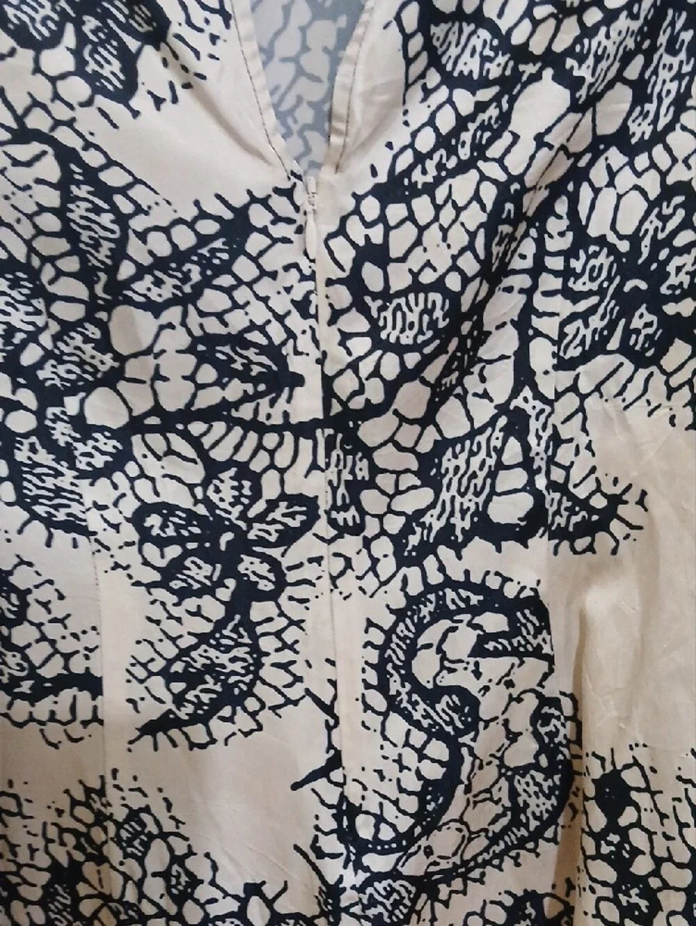 Anthropologie  Black & Cream Printed Long-Sleeve High-Neck Blouse